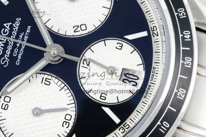 0403 Speedmaster Racing Master SS HKF Best Edition Black White Dial on SS Bracelet A Upgraded 7807